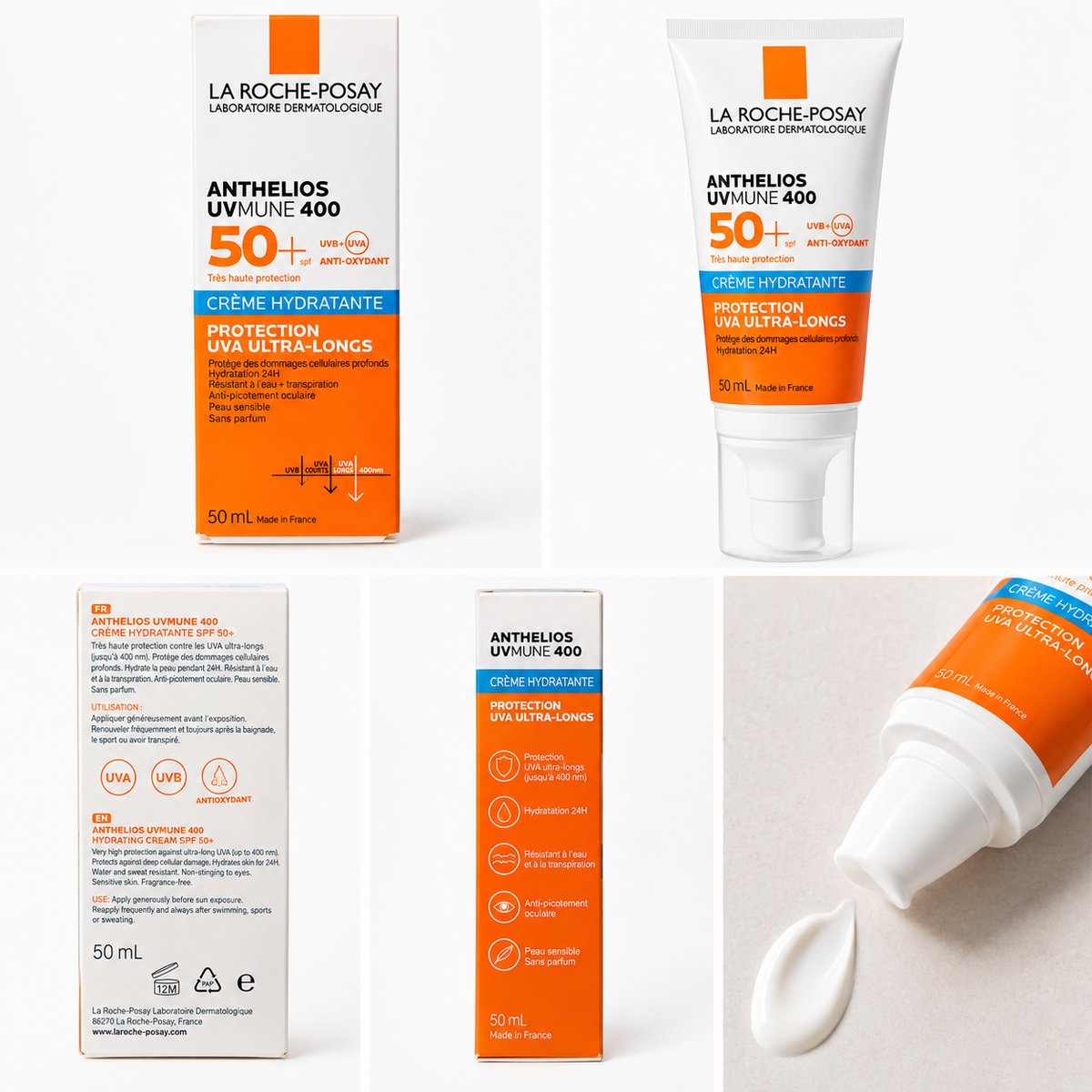 La Roche-Posay Anthelios UVMune 400 SPF 50+ – Crème Hydratante Très Haute Protection Solaire
